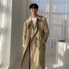 Khaki Black Trench Man Fashion Fashion Autunno Oversate Long Coat Men coreano Giacca a vento sciolta Mens Over-Coat M-2xl 231226