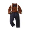 2pc Baby Boy Outfit formale Abbigliamento da gentiluomini a pedale per bambini a manica lunga pantaloni verdi pantaloni da festa di compleanno set 231227