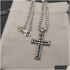 Pendant Necklaces Cross Necklace For Men Dy Jewelry Retro Vintage Designer Mens Chain Sier Necklaces Man Chains Boyfriend Birthday Par Otxfg