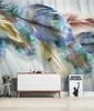 Stor 3D -tapet Mural Custom Nordic Modern Color Feather TV Soffa Bakgrund Mural1578197