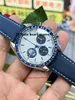 N1 Factory Manual Chained Watch 42mm 310.32.42.50.02.001 Mechanical Men's Watches Nylon Band 50th Anniversary Edition Blue 3861 Movement Timer Wristwatches-95