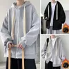 Men's Hoodies Hooded Coat Stylish Winter Hoodie With Fleece Lining Zipper Placket Cozy Long Sleeve For Autumn Outdoor Activities