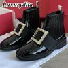 Wysokiej jakości damskie buty kostki prawdziwy skórzany klasyczny designerski moda w stylu Chelsea Women Buty cielęce luksusowe magazyn mody w stylu vintage damskie buty vivier g0179