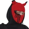 Berets Halloween Balaclava Little Devil Hat Horn Masquerade Party Engraçado Capuz Beanie Máscara Gota