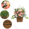 Panier de fausses fleurs décoratives, artificielles réalistes suspendues avec lanière, Simulation de couleurs vives, pivoine Rose pour 3