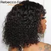 Jerry Curly Pixie Bob Cut Wigs Human Hair Wigs With Bangs Remy Curly Bob Wigs para mujeres negras Máquina completa Mecha hecha #1B 1B/99J 231227