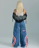 女子ジーンズJNCO Y2Kレディスストライプ催眠パターン