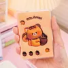 Mini 3D Notebook Kawaii Cartoon Softcover Rubber Book Student Handbook Notepad Stationery Horisontell linje