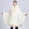 우아한 모방 토끼 모피 케이프 여성 겨울 옷 두꺼운 따뜻한 따뜻한 판초 여성 패션 카디건 숄 클로크 느슨한 긴 코트 231226