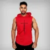 Muscle Fitness Guys Gym Vêtements Hommes Bodybuilding Débardeur À Capuche Hommes Coton Sans Manches T-shirt Gilet De Course Vêtements D'entraînement 231226