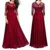 Casual Dresses Beautiful Party Dress Skin-friendly 3/4 Sleeve Elegant O Neck A-Line Long