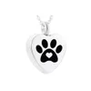 Whole heart-shaped dog paw print ashes urn souvenir pendant necklace to commemorate pet funeral284N