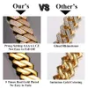 Hip Hop Jewelry Fashion 18K Gold VVS Brass Moissanite Diamond Luxury Icepout Out Miami Cuban Link Chain Colar para homens Mulheres