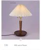 Table Lamps Living Room Desk Light Pleated Fabric Lampshade Walnut Wood Bedside Lamp 7007