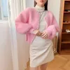 Kvinnors stickor Spring Autumn Sweet Long Sleeve Cashmere Women Sweaters Sticked Cardigan Beads Causal Loose Knitwear