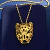 18K vergulde luipaard hoofd trui lange ketting kettingen voor vrouwen ontwerper goudkleur koperen ketting sieraden panter met groen 3050