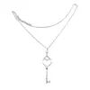 Pendentif Colliers En Forme De Coeur Clé Collier Chaîne Tendance De La Mode Collier Unique Clavicule Sophistiqué Cravate Pour Femmes Filles F19D