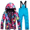 Children's Snow Suit Snowboard Clothing Sets Outdoor Sports Wear Ski Coat and Strap Pant Kids Costumes Boy and Girl 231227