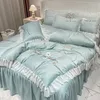 RainFire Prinses Stijl Bedrok Dekbedovertrek Kussenslopen Set Vierdelige Kanten Sprei Nordic Queen Kingsize Beddengoed 231227