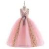 Kız Elbiseler Çiçek Prenses Elbise Kabarık Brithday Bally Bally Tul Tül Düğün Konuk Akşam Partisi Çocuklar İçin Elegant Podyum