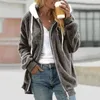 Hoodies femininos na moda primavera/outono casaco aconchegante com capuz de pelúcia elegante outono inverno jaqueta com zíper carcela quente e confortável