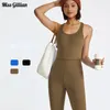 Sport Dames Zomer Jumpsuit Effen Hoge Taille Gym Jumpsuit Backless Tank Top Romper Mouwloos Fitness Outfits Dames Casual pak 231227