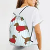 Shopping Bags Dachshund Pattern Drawstring Backpack Men Gym Workout Fitness Sports Bag Bundled Yoga For Women