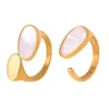 Ladies Gold Ring Geometric Shell Ring Stainless Steel Plated 18k Gold High Grade Fashion Party Jewelry