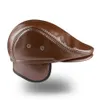 La Spezia Cowskin Mens Beret Real Leather Flat Cap Brown Earflap