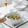 Talerze Czarna obręcz Biała ceramiczna obiadowa taca naczynia kuchenne naczynia stołowe zupa gotować narzędzie 1 sztuki