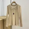 Maglioni da donna Maglione con fondo in lana con catena di perle Collo a polo Camicia lavorata a maglia a maniche lunghe elasticizzata slim fit Autunno e inverno