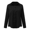 Women's Blouses Women Casual Button Down Shirt V Neck Long Sleeve Collared Office Work Fashion Chiffon Top With Pocket Camisas