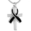 Pendentif Colliers IJD9310 Tenir Ruban d'émail multicolore Croix en acier inoxydable Bijoux commémoratifs pour les cendres de crémation Femmes Keepsake Urn