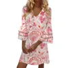 Robes décontractées Clubs de robe pour femmes Beach Floral imprimé col en V élégant lâche été femmes 2023 élégant et design de mode robes