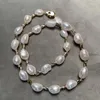 Catene Lady Pearl Necklace Designer d'acqua dolce grigio argento grigio Sterling Regelione