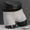 Mutande da uomo U convesso sacchetto grande boxer intimo rigonfiamento vita bassa bauli traspiranti pantaloni ad angolo piatto quattro