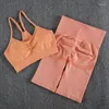 Survêtements pour femmes Solide Femmes Deux Pièces Ensembles Pêche Fesses Shorts Femmes Trackuistes Gym Ensemble Fitness Push Up Soutien-Gorge D'été Pièce