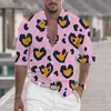 Camicie casual da uomo Camicia da uomo per il tempo libero stile San Valentino Camicette cardigan tinta unita a maniche lunghe con stampa amore