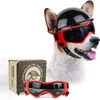 Lunettes de soleil pour chiens Casquez pour animaux de compagnie avec des lunettes de chien Vent à poussière Protection UV Verres de chien Casque de chien et lunettes Casque de moto de chien 231227