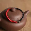 Strand YUOKIAA 4mm Natural Stone Matte Black Agate Red Pine Beads Bracelet With Spiritual Healing Meditation Jewelry Gift Unisex