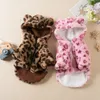 Cappotti per cani leopardo in pelliccia in finta gance per animali domestici con cappuccio inverno con cappuccio abbigliamento pluffoso freddo marrone con cappuccio per cucciolo 231227