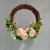 Flores de casamento nzuk rattan natural cor de corcoa de guirlanda anéis de guirlanda diy anel artesanal buquê para damas de honra buquês de noiva