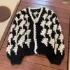 Women's Knits Women Women Black-White Chunky Cardigan Magione vintage retrò fatto a mano 2023 inverno in