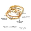 IPARAM 4 Delige Set Luxe Armbanden voor Vrouwen Crystal Shiny Verstelbare Opening Chain Punk Bangle Mode-sieraden 231226