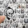 50 PCS Black White Animal Resthetics Stickers for Skatboard Guitar Car Car Helled Ipad Bicycle Process Potorcycle PS4 Notebook PVC DIY