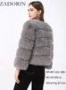 Zadorin S5XL Mink Coats Autumn Winter Fluffy Black Faux Fur Coat Kvinnor Eleganta tjocka varma jackor för 2023 TOPS 231226