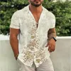 Chemises décontractées pour hommes 2023 Chemise hawaïenne Hommes 3D Imprimer Pour Abstrait Simple Manches courtes Lâche Summer Top Femmes 5XL