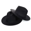 Berets Men Women Black Wide Brim Fedora Hat Style Trilby Party Formal Panama Cap Cowboy Autumn Winter Hats Hurt