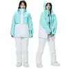 -30 cores combinando homem mulher neve wear 10k à prova dwaterproof água terno de esqui conjunto snowboard roupas ao ar livre trajes jaquetas de inverno calças 231227