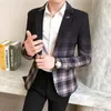 Bahar Erkek Ekose Blazer Fashion Business Sıradan Suit Ceket Büyük Boy Boyut Düğün Kulübü Elbise 231227